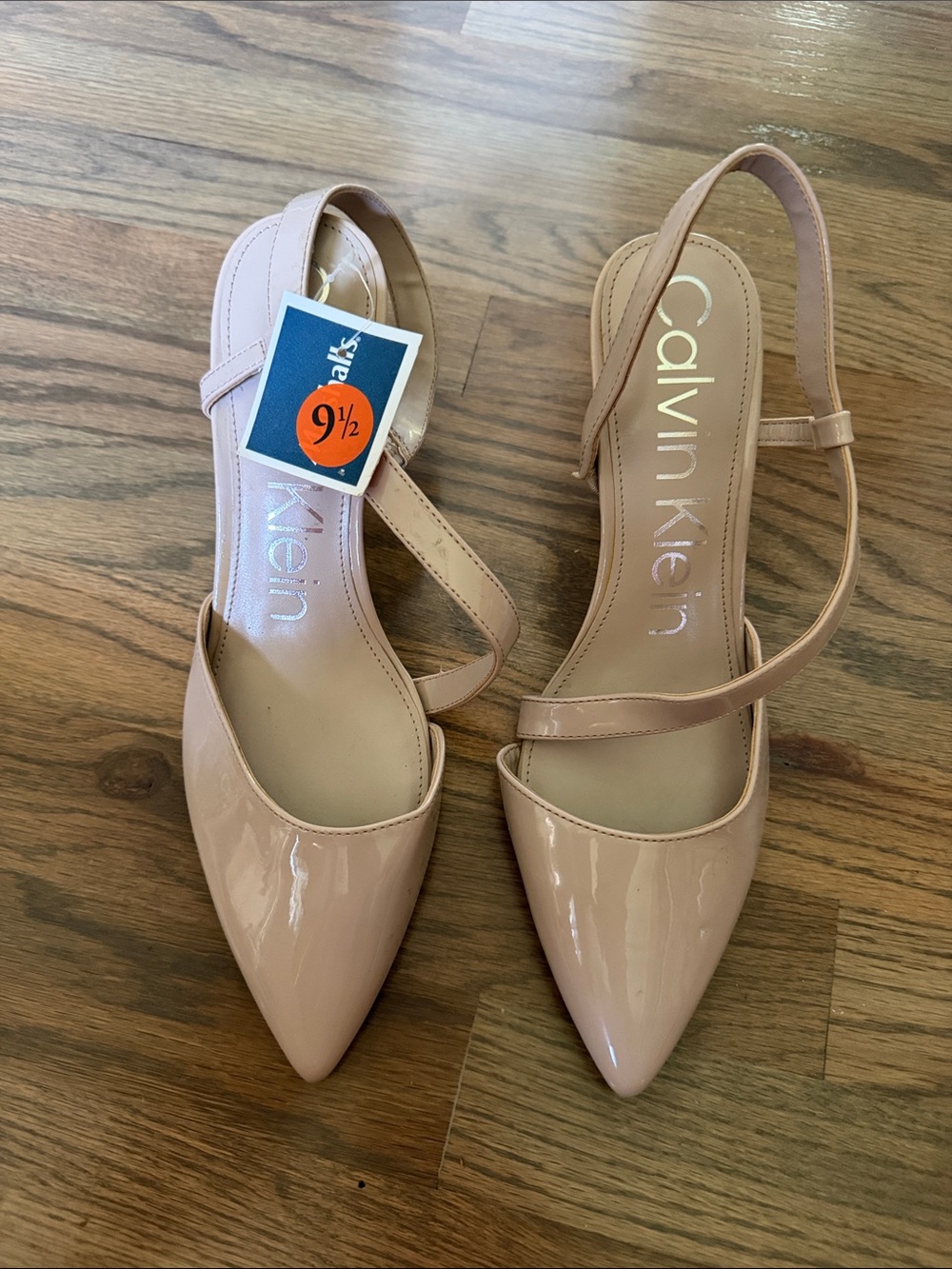 Calvin Klein Patent Pointed Slingback Flats - Blush